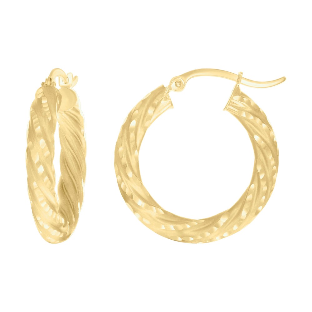 10kt 10k  Gold Women Diamond-cut Spotted Patterned Fancy Hoop Earrings 4mm-25